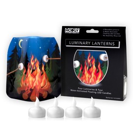 MODGY Luminary Lanterns Candle Holder Decorative Indoor Outdoor Decor, Plastic Candle Lamps for Wedding Table Centerpiece Porch 4-Pack, with Flameless Floating LED Candles Toasty