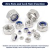 ZQZ 360 Pack Metric Hex Nuts & Locknuts Assortment Kit，M3