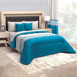 Elefantito Hogar Edredon King Size Con Juego De Sabanas Bellagio Azul Suave