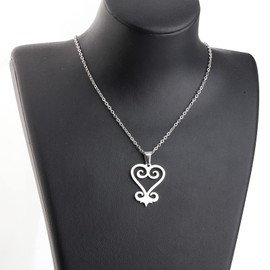 Sankofa Adinkra Stainless Steel West African Symbol Pendant Necklace, Stainless Steel