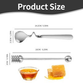 2 pieces honey spoon, stainless steel, jam spoon, honey spoon, hanging jam spoon, honey dispenser, honey spoon, spoon stirrer, honey spoon, handle stick, mixing spoon for jam, honey, yogurt, syrup