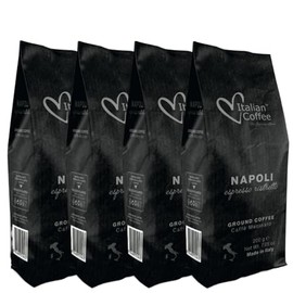 ITALIAN COFFEE FOR ESPRESSO LOVERS Ground coffee, dark roast, for moka, espresso machines, percolators (Napoli Ground, 4 Count (Pack of 7oz)