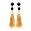 Moonstruck Women Gold Tassel Dangle Earrings With Black Stone for