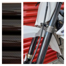 Moto Junkeez Fork Guards Covers Glossy Carbon Fiber Graphics ALTA Redshift MX MXR EX EXR SM