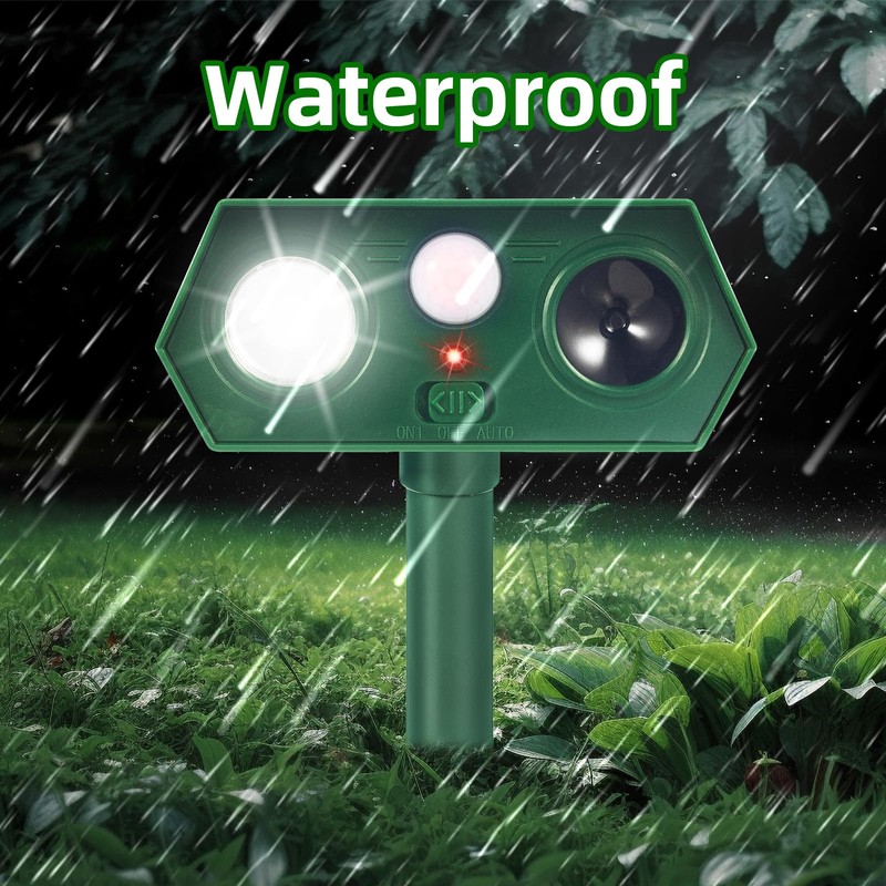 2 Pack Ultrasonic Solar Animal Repellent Cat Deterrent Outdoor,Deer Repellent