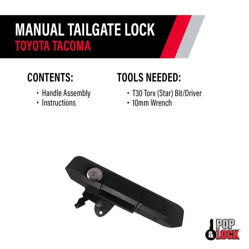 Pop & Lock PL5400 Black Manual Tailgate Lock with Bolt