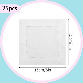 Fukaisu 25pcs Linen Cocktail Napkins for Embroidery, 15x15cm/6x6in Reusable Linen Cotton Napkins Fabric Coasters for Wedding Birthday Baby Shower Party Home Bar Beverage Supplies