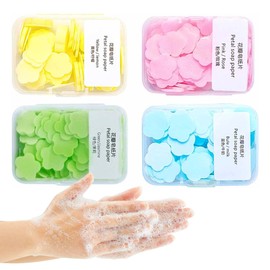 200 Petalos Láminas Jabón Portátiles Viaje Limpieza Manos, Desechables, para Niños Lavado A Mano De Viaje para Ropa Jabón De Papel Perfumado y Espumoso