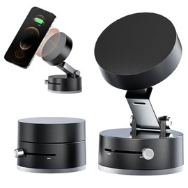 BAGUBDR Suction Cup Phone Holder,360° Vacuum Suction Cup Phone Mount Upgraded Adjustable Suction Phone Holder Adjustable And Foldable Phone Mount for Car,Gym,Family,Shower (Black)