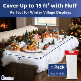 Eucatus 1 Pack Fake Snow Fluff Sheet – 15 sqft Fluffy Cotton-Like Christmas Snow for Mantle, Tabletop, Winter Village, Tree Base & Nativity Display Decoration