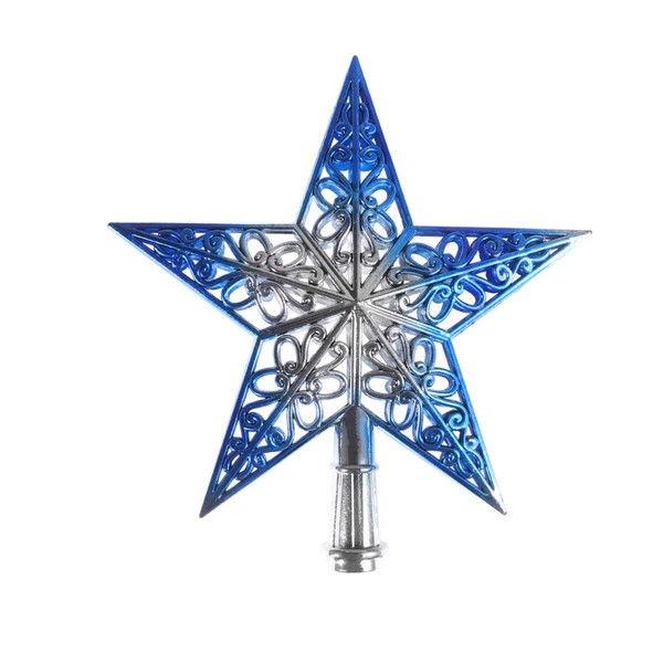 OULII Christmas Tree Topper, Glittering Star Tree Topper, Silvery Blue