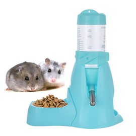 Guardians Hamster Water Bottle, Little Pet Automatic Drinking Bottle with Food Container Base Hut Hanging Water Feeding Bottles Auto Dispenser for Small Animals(80ml,Blue)