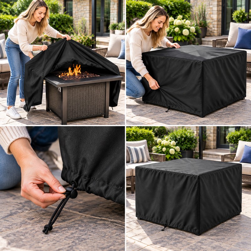 Square Fire Pit Cover for Outdoor Protection – Waterproof Outdoor