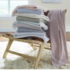Sferra Terzo 100% Brushed Cotton Throw - Sand/White
