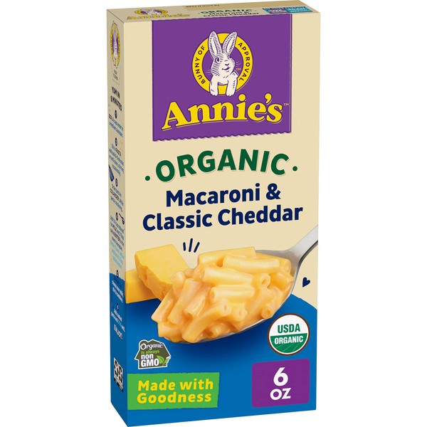 Annie’s Macaroni Classic Cheddar Organic Mac and Cheese Dinner with Organic Pasta, Kids Macaroni and Cheese Dinner, 6 OZ