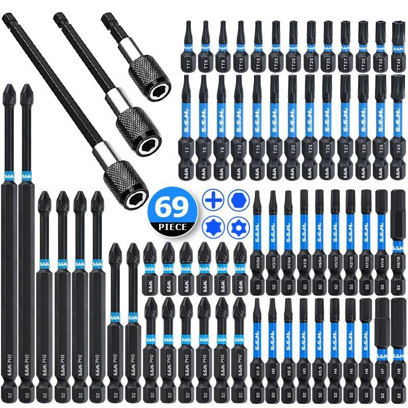 Magnetic Impact Rated Nut Driver with Screw Drill Bit Set,
