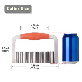 Crinkle Cutter Stainless Steel Potato Slicer Heavy Duty Wavy Crinkle Cutting Chopping Tools with Wooden Handle for Carrot Veggies (1, Orange)