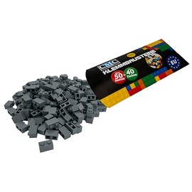 CMC imports 200 Clamping Blocks Briks Building Blocks, 1 x 2 Nubs, Compatible, Free Selection, 35 Colours (851 Dark Grey)