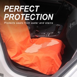 Zinytrae Sweat Towel Car Seat Cover Protector Front Seats for Gym Workout, Running, Swimming, Beach and Hiking, Waterproof Universal Seat Cover for Car, Truck, Van & SUV (Orange, 1pcs Front Seat)