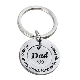 CHENVA Dad Mom Memorial Gift Always On My Mind Forever in My Heart Keychain Loss of Mom Dad Gift Sympathy Gift (Always on my mind,forever in my heart-Dad)