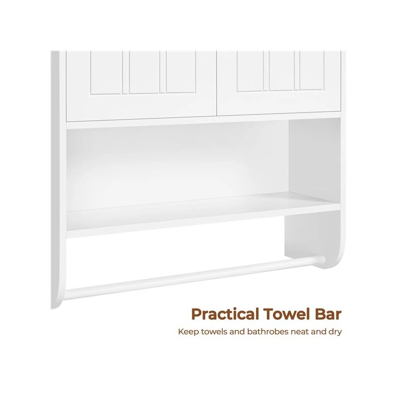 Topeakmart Bathroom Wall Cabinet with Towel Bar and Adjustable Shelf