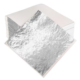 Imitation Silver Foil Leaf Sheets 100 Sheets Metal Leaf Papers Craft Sheets for Arts Painting Gilding Crafts Picture Frames Home Walls Furniture Decorations Arts Project, 8x8.5cm (Silver)