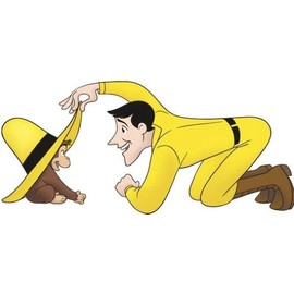 WiggleWalls 7 Inch Curious George Man in the Yellow Hat Decal Monkey Removable Peel Sticker