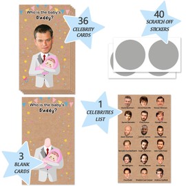 Funny Baby Shower Scratch Off Game Cards Girl, Kraft Scratch Off Lottery Ticket Raffle Cards Baby Shower Game, Great Party Icebreaker Game Ideas for Baby Shower, who is the baby's daddy, 40 Cards