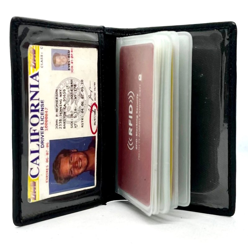 kelvinrolenleathercollection Genuine Leather Business Card Organizer Plastic Insert ID Credit