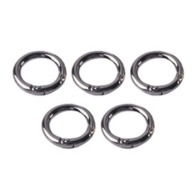 [TRkin] Round Elbow Clavina Keychain, 5 Pieces, Outer Diameter 1.3 inches (33 mm) Round Hook/Ring Hook Keychain/Metal Parts (Black), gun color