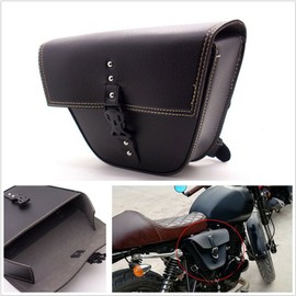 Triangle Synthetic Leather Motorcycle Side Saddle Bag For Cafe Racer ATV Bikes