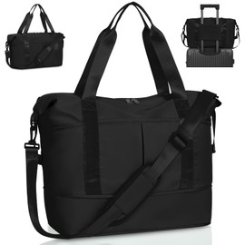 FIORETTO Designed for Ryanair Cabin Bags 40x20x25 Underseat Convertible Cabin Bag 45X36X20 for New Easyjet, Carry On Travel Weekend Overnight Duffle Hospital Bag Hand Luggage Bag for Women Men Black