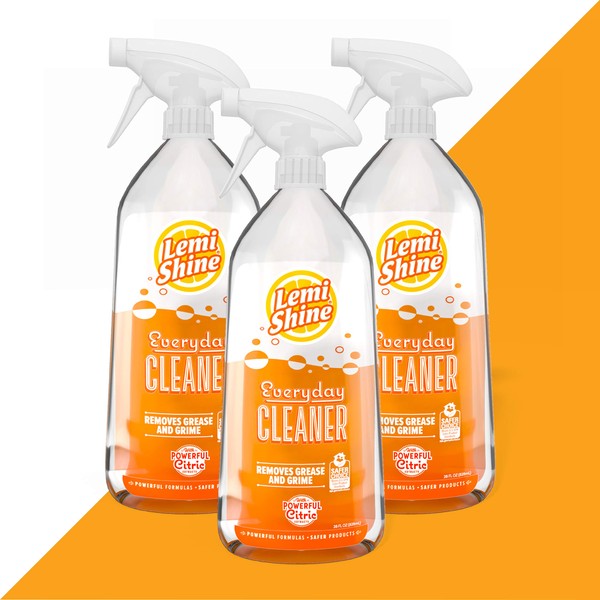 Lemi Shine Everyday Surface Cleaner | All Purpose Cleaner For Household Surfaces Powered By Citric Acid | Bleach-Free Formula with Fresh Lemon Scent, 28 oz. (3 Pack)