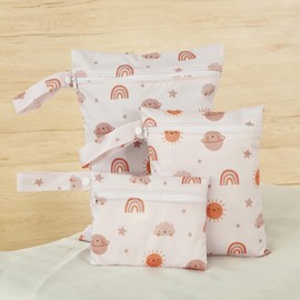 HappyFlute 3 Set Wet Bag Storage Bag Zipper Waterproof Washable Travel Bags, Beach, Pool, Gym Bag for Cloth Diaper, Swimsuits & Wet Clothes (EF612)