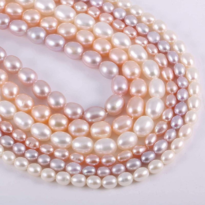 Perlas de agua dulce naturales, abalorio ovaladas de 38 cm,