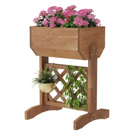 viewcare Small Raised Garden Bed, Planter Box with Trellis for Indoor & Outdoor, Raised Planter Box with Legs, Garden Planter Box for Flowers/Vegetables/Plants