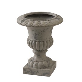 SOFE Rustic Grey Outdoor Urn Planter 16 Inches Tall, Resin Planter Pot Retro Pedestal Planters for Outdoor Plants, Farmhouse Front Porch Planters, Flower Pots for Patios