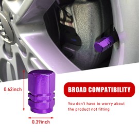 Ziciner 8 PCS Car Tire Valve Stem Caps, Aluminum Alloy Wheel Valve Covers with Rubber O-Ring, Corrosion Resistant Leak-Proof Tire Air Cap Set, Universal for SUV, Truck, Motorcycle, Bike (Purple)