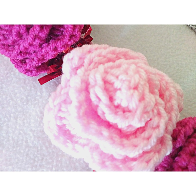 Crochet Rose Flower Hanging Wreath