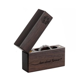 Wislist Wooden Engagement Ring Box Slim Flat Small Ring Case for Proposal,Wedding,Christmas Birthday Gift(How about forever)