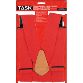 Task Tools T77413 Full Elastic Tradesperson's Suspenders, Red