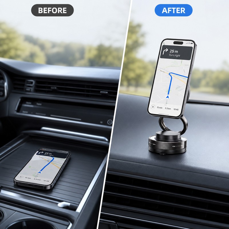 360° Vacuum Magnetic Phone Holder for Hands-Free Use - Foldable