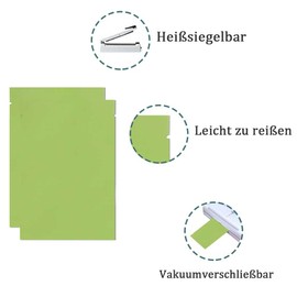 WACCOMT Pack Pack of 200 Flat Open Top Mylar Bags, Vacuum Sealable, Long-Term Food Storage, Matte Bags, Heat Sealable with Tear Notch (8 x 12 cm (3.15 x 4.72 inches), Green)