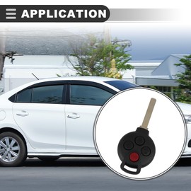 Motoforti Car Replacement Remote Key, for Smart Fortwo 2008-2015, KR55WK45144, Plastic Metal, Black, 1 Pcs