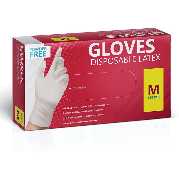 New Disposable Latex Gloves, Powder Free 100 Gloves Per Box |1000 Gloves Case