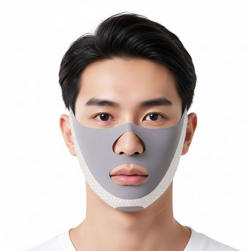 펀픽 남성용 턱 선 브이라인 얼굴 리프팅밴드, 그레이, 1개 Funpic