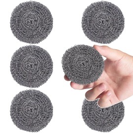 Stainless Steel Scourer Kitchen and Household, Steel Cleaning Dishes, Middle Size Scrubbers (6Pcs*25g)