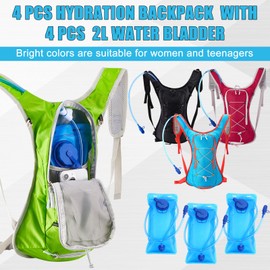Chunful Hydration Backpack with 2L Water Bladder, Lightweight Hydration Pack Outdoor Water Backpack for Men Women Running Cycling Biking Climbing(Bright Style,4 Pack)