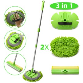 CarCarez 3 in 1 Microfiber Car Wash Brush Cleaning Mop Auto Truck 47.5" Long Handle