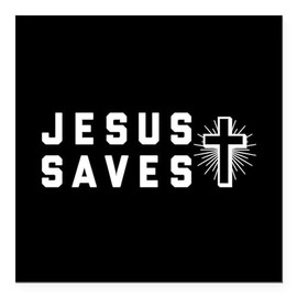 CafePress Jesus Saves Square Car Magnet 3 X 3 Square Car Magnet, Magnetic Bumper Display